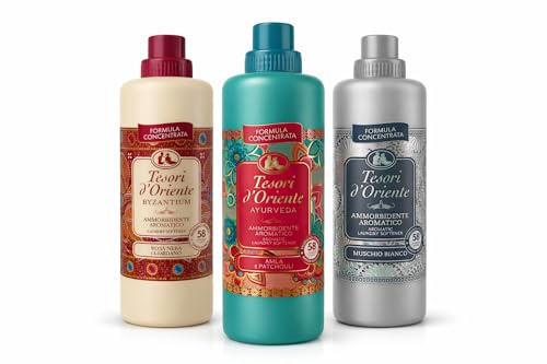Tesori d’Oriente Weichspüler Set – 3er Pack – je 1160 ml – TOTAL 3480 ml – Byzantium, Hammam & Ayurveda – Konzentrierter Duftweichspüler – 3 Duftsorten Veltao set
