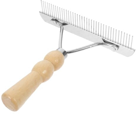 Minkissy Pferdehaarreinigungskamm Holzgriff PferdehaarbüRste PferdebüRste Pferdehaarkamm Ergonomisch Rutschfest ReinigungsbüRste FüR Pferdepflege Und Fellreinigung