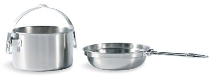 Tatonka Kettle Camping - Set da cucina da 2,5 l, pentola e padella in acciaio inox, volume 2,5 litri, con manico per appenderlo, diametro 20 x 12,5 cm, colore: argento