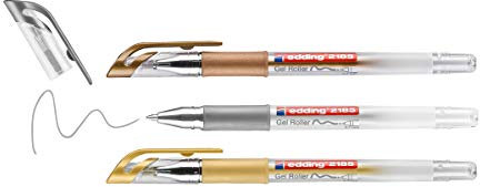 edding 2185 Gel-Roller (Metallic-Farben), 3-Stück , 0,7mm (3er Metallic)