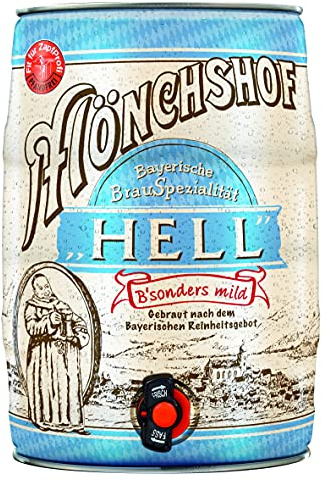 Mönchshof Hell 5,0 l Partydose mit Zapfhahn PFANDFREI (1 x 5,0 l) | Partydose mit integriertem Zapfhahn, pfandfrei – bayerische Brautradition nach dem Reinheitsgebot