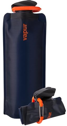 Vapur Flexible, Collapsible Wide Mouth Anti-Bottle with Detachable Carabiner, Convenient, Portable Hydration for Travel and Outdoor Adventures, 34 Ounce, Night Blue, Pack of 1