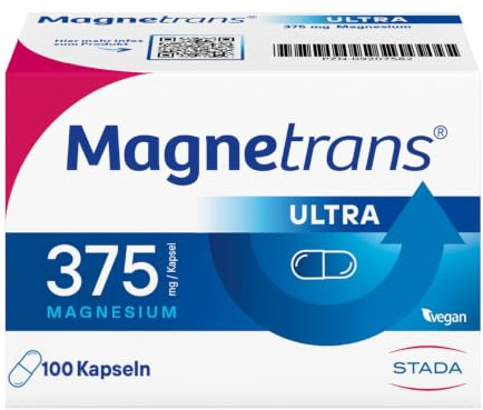 Magnetrans ultra 375mg: Magnesium Tabletten hochdosiert, 100 St | 1 Kapsel täglich deckt 100% Magnesiumbedarf, fördert normale Muskel- & Nervenfunktion, vegan, glutenfrei, laktosefrei