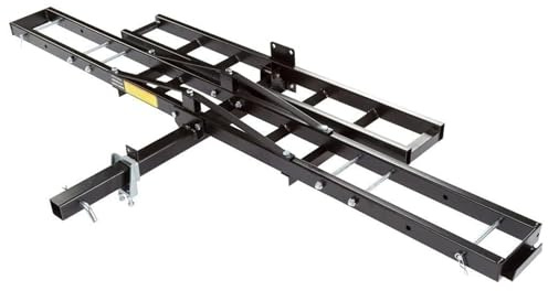 Black Widow Portabicicletas de Acero con rampa para Receptor de 2 Pulgadas, Capacidad de 500 Libras - Transportador de Moto de Cross y Scooter montado en Enganche con Pista recubierta de Arena y