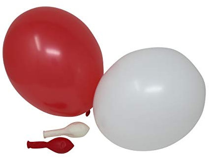 100 Luftballons je 50 rot & weiß Qualitätsballons 27 cm Ø (Standardgröße B85)