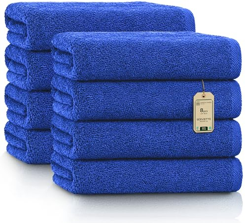 NatureMark Handtücher - Set mit 8 Stück – 100% Baumwolle, Weich & Saugfähig, Premium Qualität für Badezimmer, Spa und Fitness, 50 × 100 cm, Royal Blau
