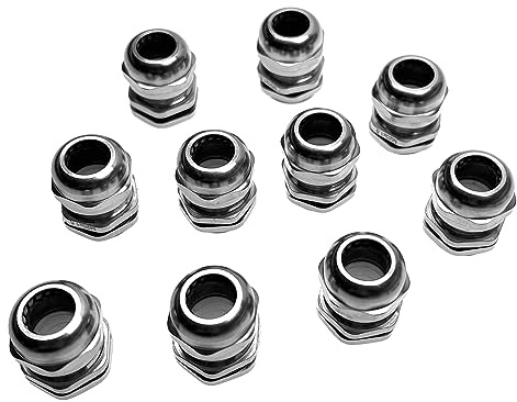 10 Stück M20 x 1.5 (MESSING-Metall) Kabelverschraubung/Kabeldurchführungen mit Gegenmutter für Kabeldurchmesser 6-12 mm und Einbaudurchmesser 20.0-20.2 mm IP68 (METRISCH)