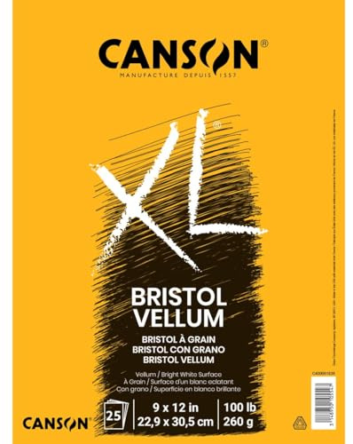 Canson XL Series Bristolpapier Pergamentpapier Faltblock 22,9 x 30,5 cm 25 Blatt (260 g) – Künstlerpapier für Erwachsene und Studenten – Kohle, Stift und Tinte, Marker und Pastellfarben