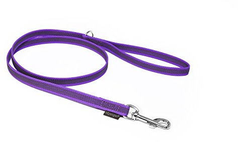 Mystique® Gummierte Leine 12mm mit Handschlaufe Standard Karabiner lila 1m