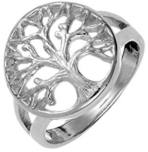 Silverly 925 Sterling Silber Lebensbaum Ringe Damen | Runder Keltischer Versprechensring | Ring für Herren | Hohlring | von der Natur Inspirierte Ringe für Teenager-mädchen