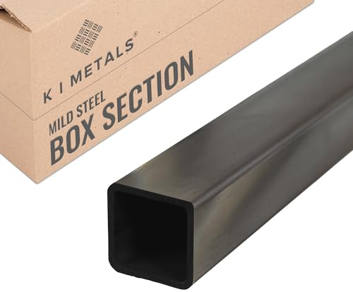 K I Metals Mild Steel Box Section - 2000MM Length (2M) x 60MM Width x 60MM Height x 3MM Wall Thickness, Mild Steel Durable Square Steel Tubes for Constructions, Residential & DIY Projects