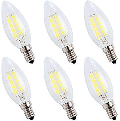 ENGEYA 4W E14 Kerze Filament LED Lampe,LED Birne Leuchtmittel,Kaltweiß 6500K/ AC 220-240V/ 400 Lumen,Energiesparlampe,Ersatz 40W Halogenlampen,Nicht Dimmbar,6er Pack