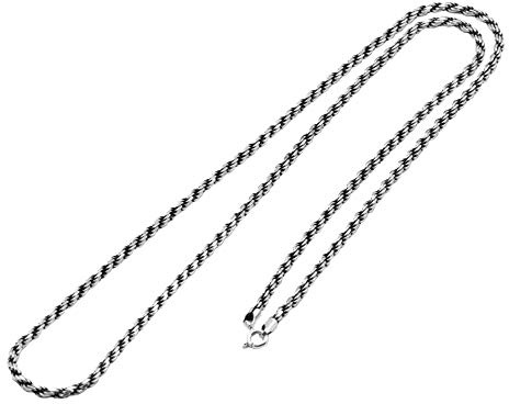ForFox Collana catena corda in argento sterling 925 vintage per uomo donna 2mm 55cm