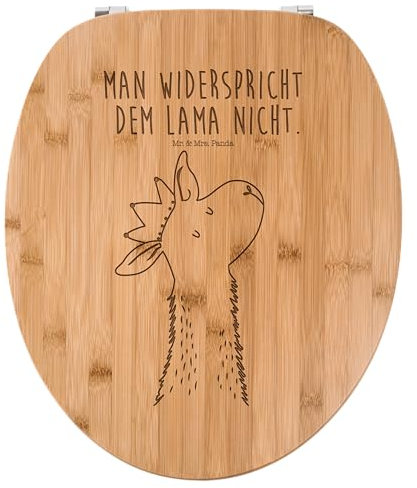 Mr. & Mrs. Panda WC Sitz Lamakopf König - Geschenk, Vorgesetzter, Toilette, Freundin, Kollegin, Abi, Klobrille, Alpaka, WC-Sitz, Klodeckel,
