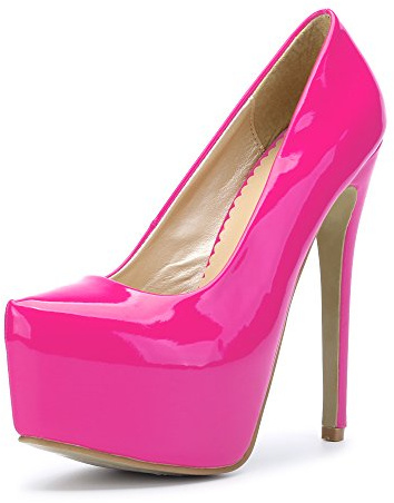 OCHENTA Women's Hidden Platform Stiletto High Heels Slip On Pumps PU Hot Pink Tag 43 - US B(M) 10.5