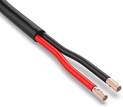 Auprotec Câble de Véhicule 10 m - 2 x 1,0 mm² + 1 x 2,5 mm² - Rond 2 Fils Noir/Rouge - Électrique FLRYY Pour Remorque de Voiture