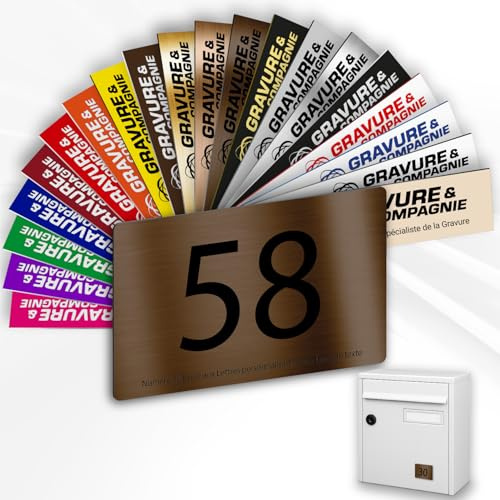 Letterbox Number – Adhesive PVC Engraved Plaque – Custom House/Mailbox Number SignLetterbox Number – Adhesive PVC Engraved Plaque – Custom House/Mailbox Number Sign - MEDIUM 7 x 5 cm (Metallic Bronze)