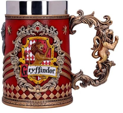 Nemesis Now B5606T1 Harry Potter – Chope à bière de collection – Motif : Gryffondor – Cadeau pour Fan et Passionné – Qualité Supérieure – Rouge et Argenté – 15,5 CM, Résine, 1 Unité (Lot de 1) 650ml