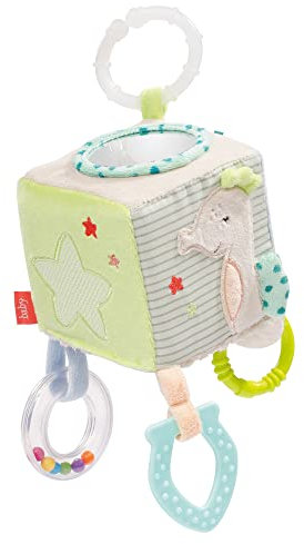 Fehn Motorikwürfel Meereskinder - Motorikspielzeug Baby Aktivitätswürfel zum Aufhängen für Kinderwagen, Kinderbett und Babyschale - Activity Würfel Spielzeug für Babys und Kinder ab 0+ Monaten