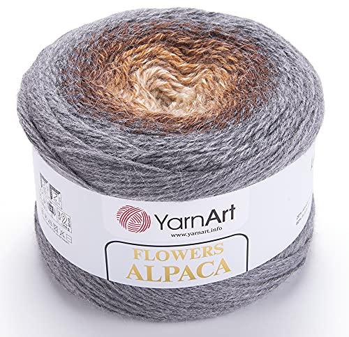 YarnArt Flowers Alpaca 20% Alpaca 80% Acrylic Weight 8.82oz Length 1028 Yards Multicolor Rainbow Crochet Winter Yarn Weight 2 Sport (428)