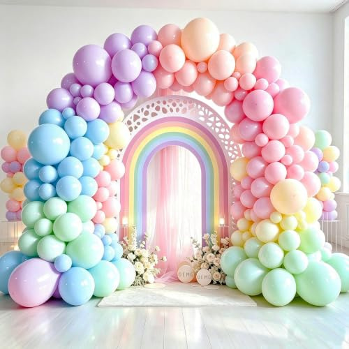 OEMG 150 Pastell Luftballons, 5/10/12 Zoll Macaron Ballon Girlande, Bunt Verdickter Latex Helium Baloon Decor for Einhorn Geburtstags Junggesellenabschied Frauen Baby Party Mädchen Junge (150 Pcs)
