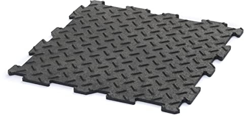FORTENA Garagefliesen, Garagenbodenbelag, Werkstattboden aus Gummi, Puzzle Platten 30x30 cm, 10 Stück, Terrassenfliesen, Schwarz