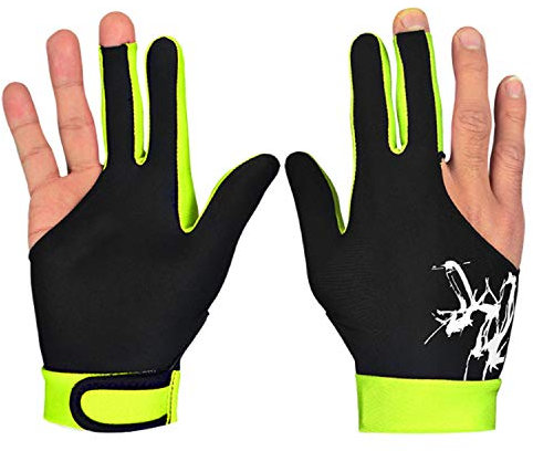BJTYHT Übungshandschuhe 3 Finger Zeigen Handschuhe for Billard-Shooter Snooker Cue Sporthandschuhe - Tragen Sie die rechte oder Linke Hand, 1 Paar (Color : Yellow, Size : L)