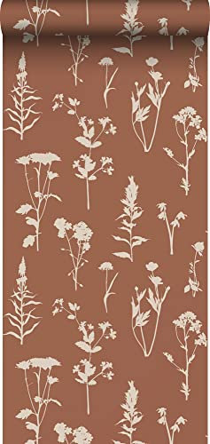 papier peint fleurs des champs terracotta 53 cm x 10.05 m - ESTAhome