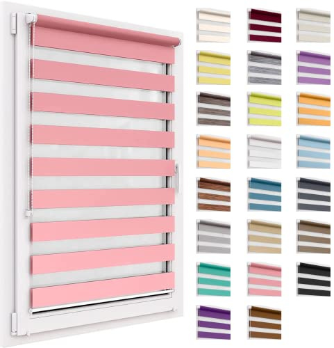 Doppelrollo ohne Bohren, 40x150 cm Stoffgröße, Duo Rollo Klemmfix, Easyfix, lichtdurchlässig und verdunkelnd, Day&Night, Klemmrollo Sonnenschutzrollo Fensterrollo für Fenster & Türen
