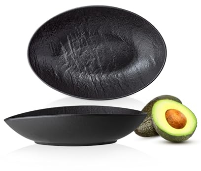 Wilmax | Schale | Schwarz | Porzellan | Für eine Vielzahl von Gerichten | Backofengeeignet | Spülmaschinenfest | Natursteinimitat | Widerstandsfähig | Handglasiert | Ideal als Set