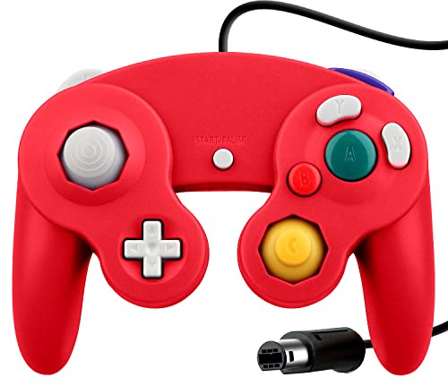 OSTENT Wired Choc Classique Controller Gamepad Joystick Joypad Compatible pour Nintendo GameCube NGC Wii Console Jeux Vidéo Couleur Rouge