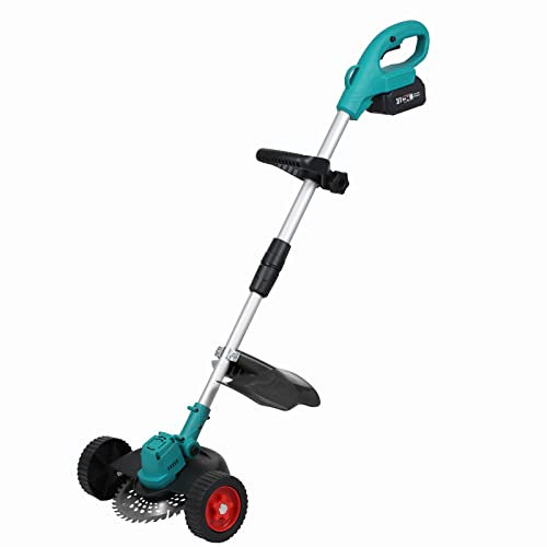 Irfora Rasenmäher, Tragbarer bürstenloser Handrasenmäher, elektrischer Grasschneider, kabelloser Rasentrimmer, verstellbare Teleskopstange mit Hilfsrädern für Höfe, Gärten, Parks