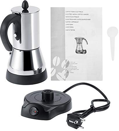 Cafetera Espresso Eléctrica, Moka Pot Electric, Cafetera Espresso Eléctrica De Acero Inoxidable Café Espresso Mocha Latte Pot Cafetera Eléctrica Enchufe De La UE 220V(300ml)