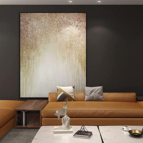 Ölbilder Auf Leinwand Handgemalt,100% Handgemaltes Acrylgemälde, Extra Großes Kunstwerk, Ölgemälde, Abstrakter Goldener Stern, Textur, Kunstwandbild, Moderne Wandkunst, Rahmenloses, Cooles Bild