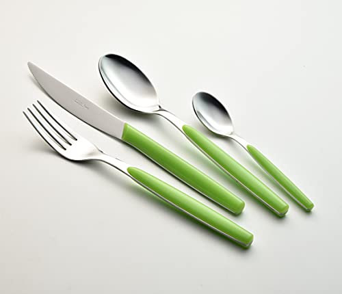 EME POSATERIE Dream Verde 69 - Set di Posate da Tavola in acciaio inox 18/C, per 4 persone, 16 pezzi