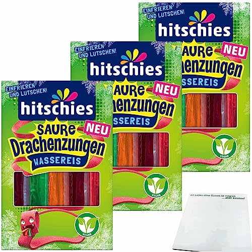 hitschies Wassereis Saure Drachenzungen 3er Pack (30x40ml Packung) + usy Block