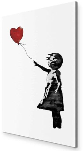 murando - Akustikbild Banksy Ballon Girl Bilder Akustikschaum Hochleistungsschallabsorber Schallschutz Leinwand 1 tlg Wandbild Raumakustik Schalldämmung Mädchen schwarz weiß rot
