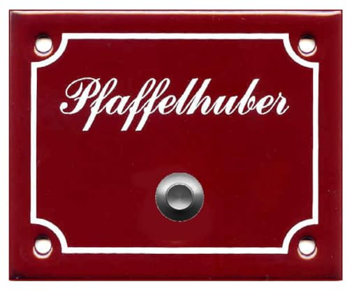 Emaille-Email-Klingel-Namensschild-Klingelschild-Türschild-120 x 80 mm-Türklingel-Klingel-mit Wunschtext-Mit 1 Zeile (mit Kontakt Mattchrom)