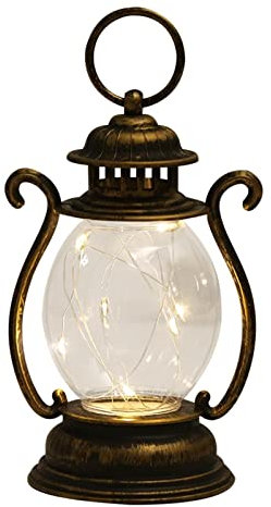 Monozoz Lanterne vintage à LED, lampe tempête LED, lampes de table de chevet à piles, lanterne pour Noël, Halloween, randonnée, camping, 16,2 cm