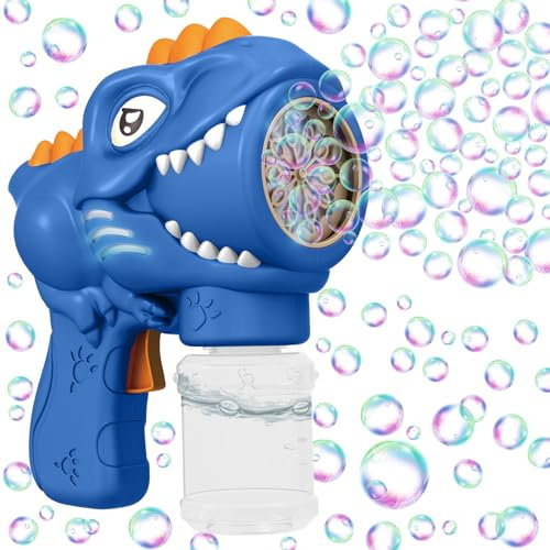 Seifenblasenpistole Kinder, Dinosaurier Seifenblasenmaschine, Seifenblasen Pistole Enthält 100 Ml Seifenblasen Flüssigkeit, 4000+ Blasen/Minute Bubble Gun, Geeignet für Kinder/Geburtstag/Party (B)