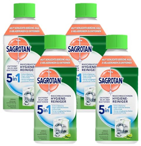 Sagrotan Waschmaschinen Hygiene-Reiniger – Maschinenreiniger für eine hygienische Waschmaschine – 1 x 250 ml (Packung mit 4)