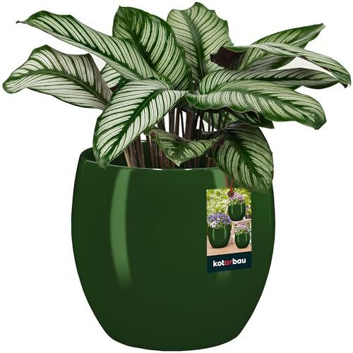 KOTARBAU® Blumentopf Keramik Rund ⌀ 19 cm Höhe: 20,5 cm Grün - Übertopf für Zimmerpflanzen, Modern, Klein - Pflanztopf, Orchideentopf