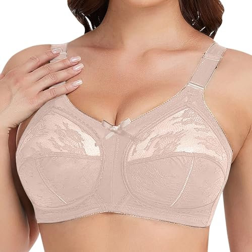 Generic Comfort Non Wired Wireless Support Bra - Sports Bra - Beige - Size 44DD - High Support - Racerback - Wire Free - Medium Padding