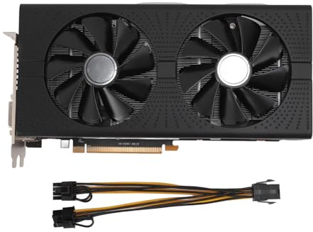 Brilluxa Scheda grafica, scheda video gaming RX 590 8 GB GDDR5 256 bit 2048SP, GPU desktop con doppia ventola, scheda grafica per PC fisso da gioco, supporto display multipli