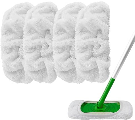 Ryichliho Wiederverwendbare Mikrofaser Mop Pads 4 Stück, Kompatibel mit Swiffer Sweeper-Waschbare Nasspad Refill für Nass & Trocken, Bodenreinigung Mop Kopf Pads Refill für die Haushaltsreinigung