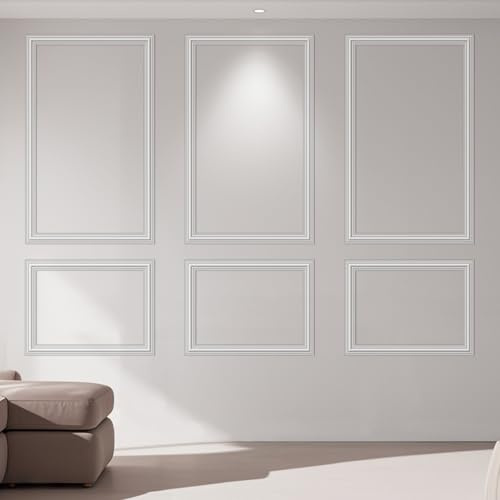 Art3dwallpanels Vorgeschnittenes Wandleisten-Set mit 6 Stück, fertig montierbare Wainscoting-Paneele für Innenwanddekoration Wohnzimmer Schlafzimmer Akzentwand - Installation mit Klebstoff, 3 Oben 3