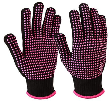 YANTAISIYU 2 Pieces Heat Resistant Proof Gloves with Silicone Bumps Heat Blocking Protection Gloves for Curling Hair Styling