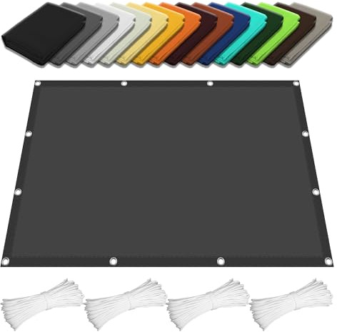 Tenda da Sole per Esterno a Caduta 2.3 x 3.4 m Rettangolare 98% Anti-Uv Impermeabile Telo Ombra con Occhielli Tenda a Vela Balcone, La Terrazza e Il Giardino, Grigio Scuro