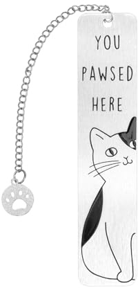 lasuroa Marque-Page Chat, Marque-Page Mignon en Alliage de Zinc Unisexe Argent et Noir Accessoire de Livre pour Amoureux des Chats
