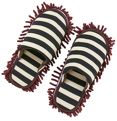 Pantuflas de Limpieza de Chenilla, 1 Par, Color Café